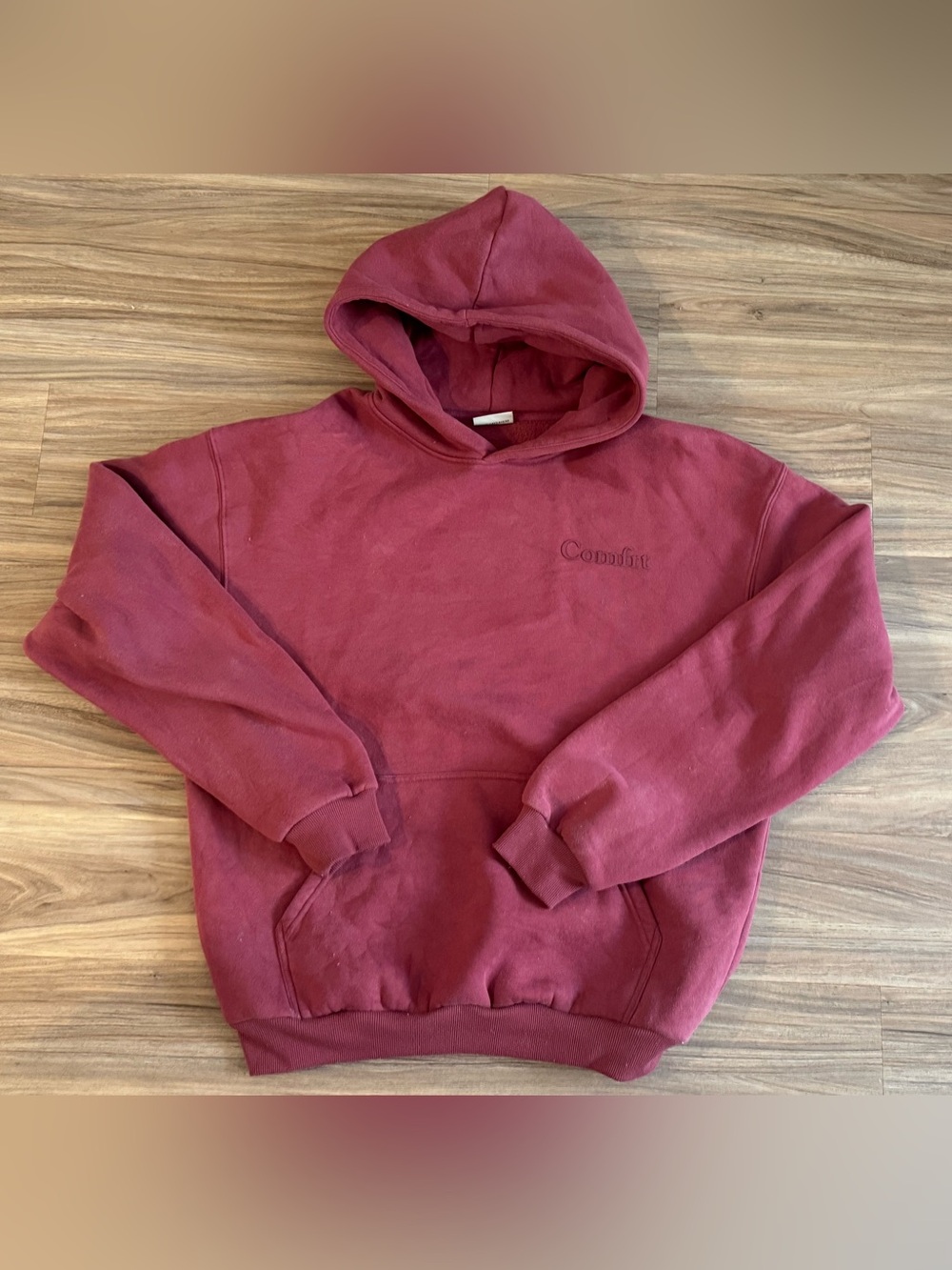 Comfort Embroidered Maroon Hooded Sweatshirt and jogger set - Women's